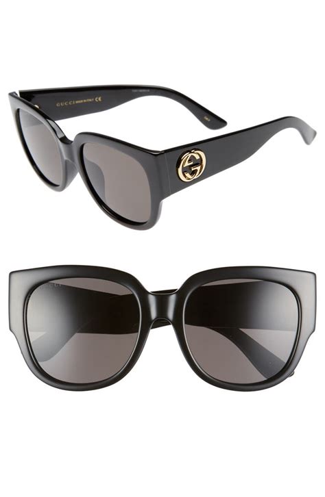 gucci square cat-eye sunglasses black blue|Gucci 55mm cat eye sunglasses.